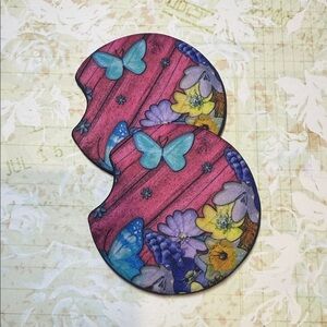 Butterfly Car Coasters  2pc
